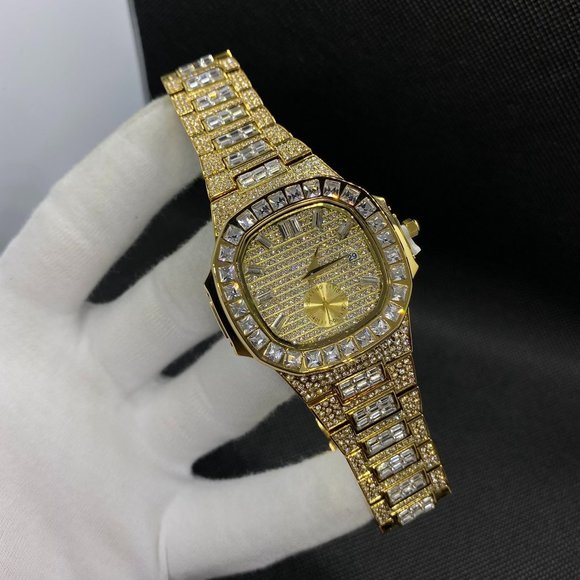 Limited Edition Men's Full Diamond Plated Iced Out Rhinestones Watch - Picture 7 of 9